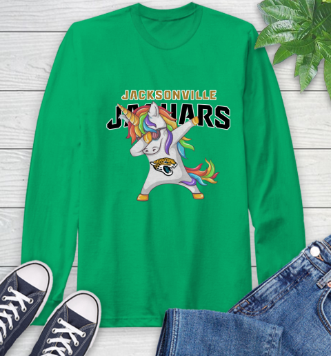 Jacksonville Jaguars NFL Football Funny Unicorn Dabbing Sports Long Sleeve T-Shirt 7