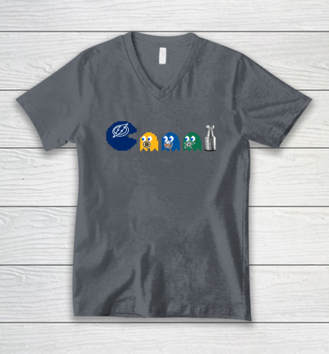 Tampa Bay Lightning x Pacman Create History For Stanley Cup V-Neck T-Shirt 5