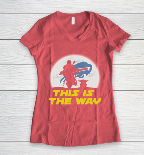 Buffalo Bills NFL Football Star Wars Yoda And Mandalorian This Is The Way Women's V-Neck T-Shirt 4