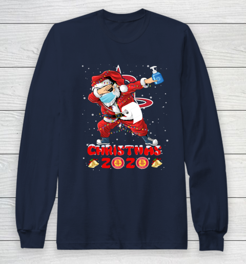 Houston Rockets Funny Santa Claus Dabbing Christmas 2020 NBA Long Sleeve T-Shirt 2