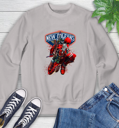 NBA Deadpool Marvel Comics Sports Basketball New Orleans Pelicans Sweatshirt 12