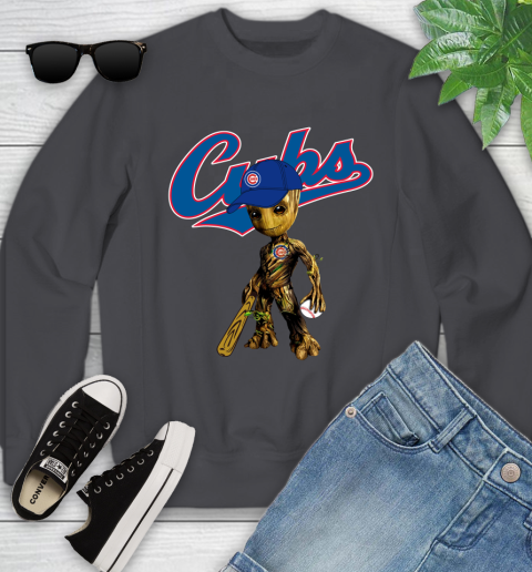 MLB Chicago Cubs Groot Guardians Of The Galaxy Baseball Youth Sweatshirt 6