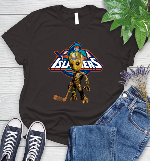 New York Islanders NHL Hockey Groot Marvel Guardians Of The Galaxy Women's T-Shirt 8