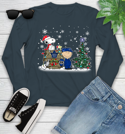 NHL Toronto Maple Leafs Snoopy Charlie Brown Woodstock Christmas Stanley Cup Hockey Youth Long Sleeve 9
