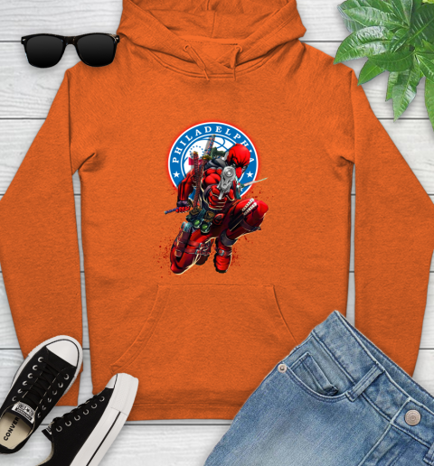 NBA Deadpool Marvel Comics Sports Basketball Philadelphia 76ers Youth Hoodie 5