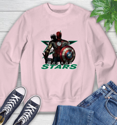 NHL Captain America Thor Spider Man Hawkeye Avengers Endgame Hockey Dallas Stars Sweatshirt 9