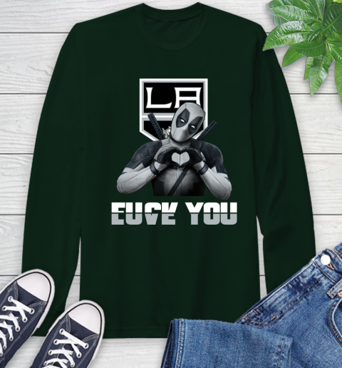 NHL Los Angeles Kings Deadpool Love You Fuck You Hockey Sports Long Sleeve T-Shirt 7