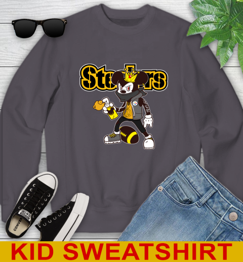 Pittsburgh Steelers NFL Football Mickey Peace Sign Sports Youth Sweatshirt 6