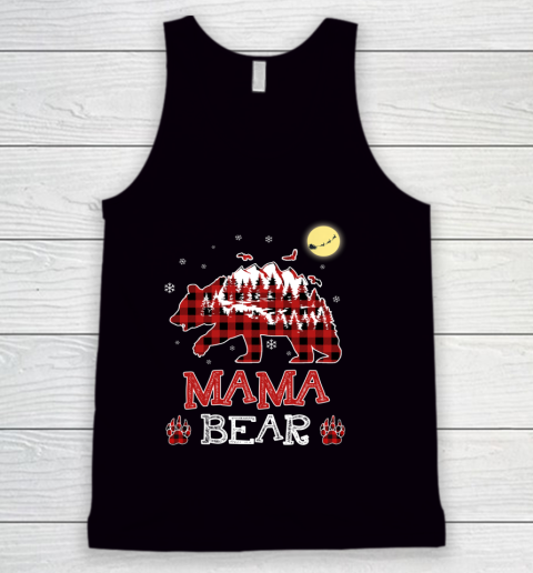 Mama Bear Christmas Pajama Red Plaid Buffalo Family Tank Top
