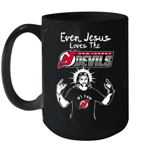 New Jersey Devils NHL Hockey Even Jesus Loves The Devils Shirt Ceramic Mug 15oz