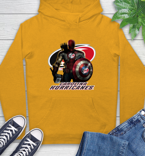 NHL Captain America Thor Spider Man Hawkeye Avengers Endgame Hockey Carolina Hurricanes Hoodie 3