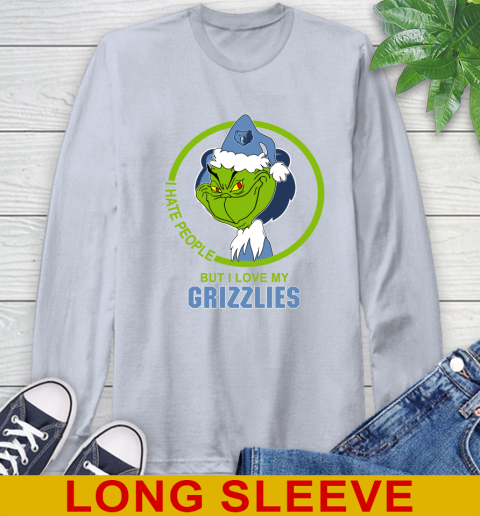Memphis Grizzlies NBA Christmas Grinch I Hate People But I Love My Favorite Basketball Team Long Sleeve T-Shirt 6