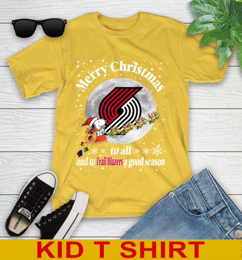 Portland Trail Blazers Merry Christmas To All And To Trail Blazers A Good Season NBA Basketball Sports Youth T-Shirt 9