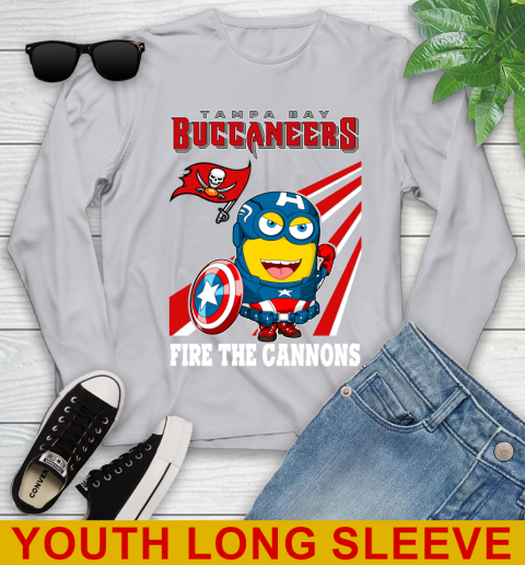 NFL Football Tampa Bay Buccaneers Captain America Marvel Avengers Minion Shirt Youth Long Sleeve 5