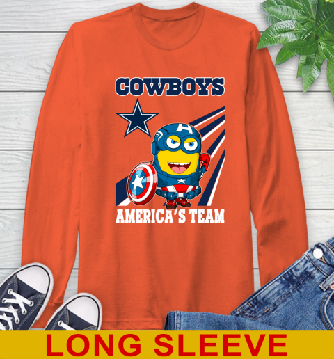 NFL Football Dallas Cowboys Captain America Marvel Avengers Minion Shirt Long Sleeve T-Shirt 4