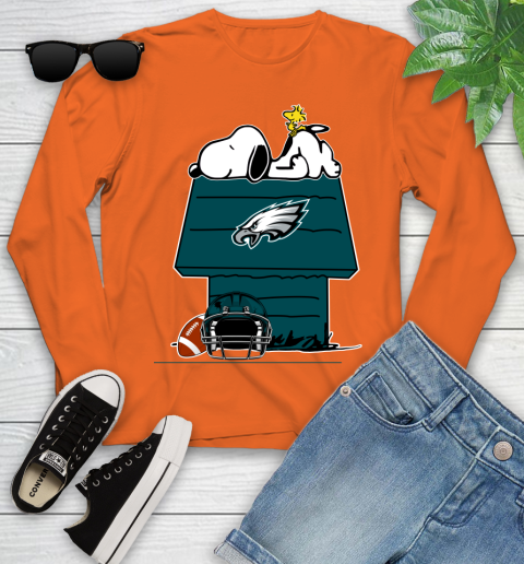 Philadelphia Eagles NFL Football Snoopy Woodstock The Peanuts Movie Youth Long Sleeve 4