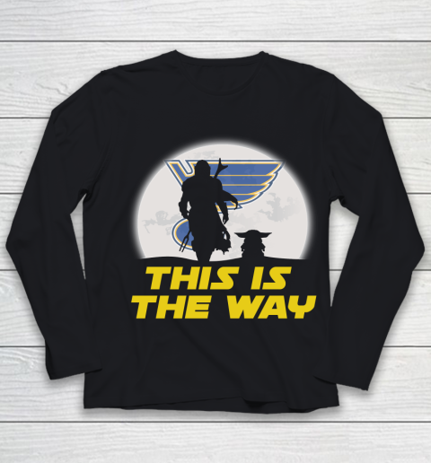 St.Louis Blues NHL Ice Hockey Star Wars Yoda And Mandalorian This Is The Way Youth Long Sleeve