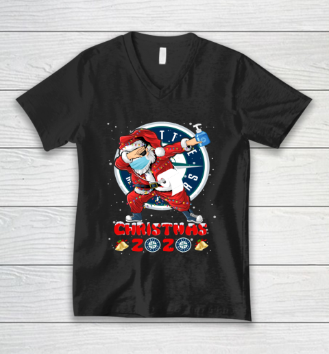 Seattle Mariners Funny Santa Claus Dabbing Christmas 2020 MLB V-Neck T-Shirt