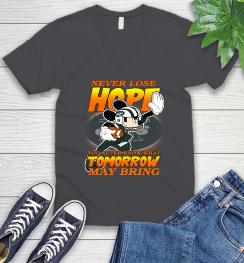 New York Jets NFL Football Mickey Disney Never Lose Hope V-Neck T-Shirt 4