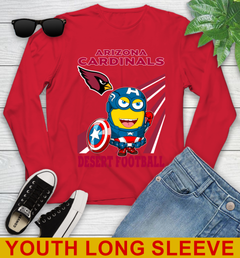NFL Football Arizona Cardinals Captain America Marvel Avengers Minion Shirt Youth Long Sleeve 11