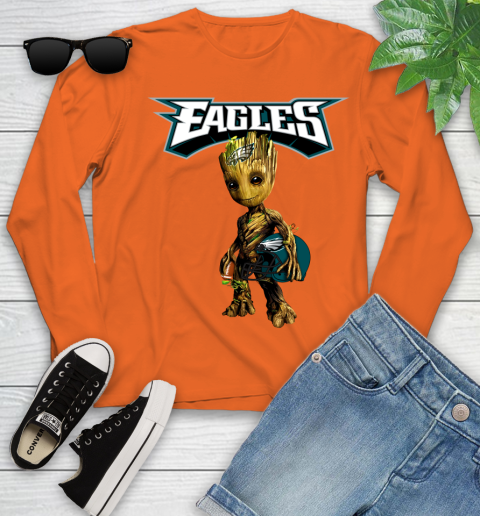 Philadelphia Eagles NFL Football Groot Marvel Guardians Of The Galaxy Youth Long Sleeve 4