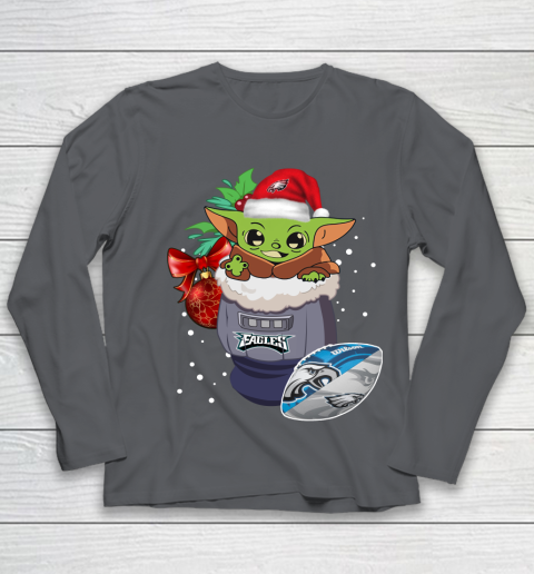 Philadelphia Eagles Christmas Baby Yoda Star Wars Funny Happy NFL Youth Long Sleeve 8
