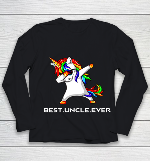 Funny Best Uncle Ever Dabbing Unicorn Youth Long Sleeve