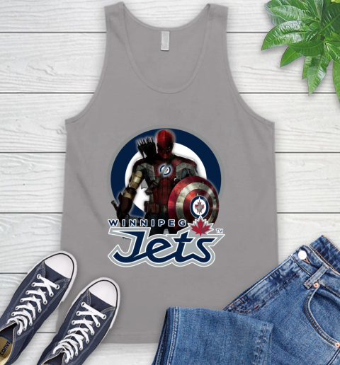 NHL Captain America Thor Spider Man Hawkeye Avengers Endgame Hockey Winnipeg Jets Tank Top 4