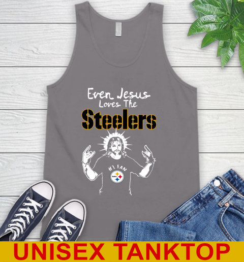 Pittsburgh Steelers NFL Football Even Jesus Loves The Steelers Shirt Tank Top 6