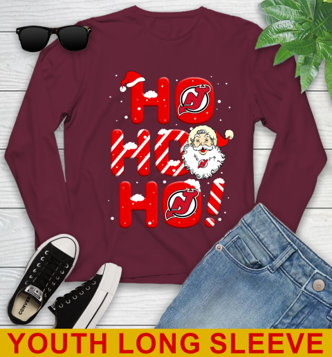 New Jersey Devils NHL Hockey Ho Ho Ho Santa Claus Merry Christmas Shirt Youth Long Sleeve 6
