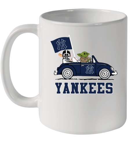 MLB Baseball New York Yankees Darth Vader Baby Yoda Driving Star Wars Shirt Ceramic Mug 11oz