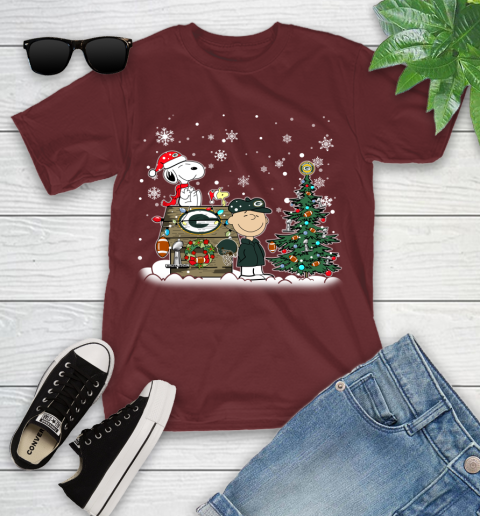 NFL Green Bay Packers Snoopy Charlie Brown Christmas Football Super Bowl Sports Youth T-Shirt 14