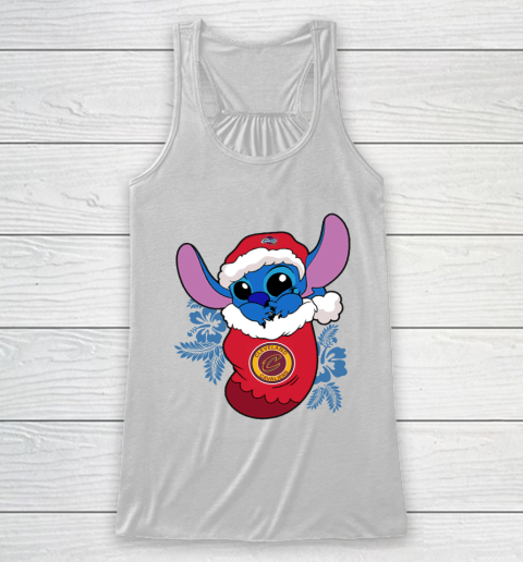 Cleveland Cavaliers Christmas Stitch In The Sock Funny Disney NBA Racerback Tank 2