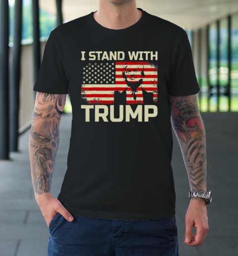 I Stand With Trump American Flag T-Shirt