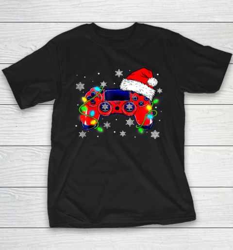 Video Game Controller Christmas Santa Hat Gamer Youth T-Shirt