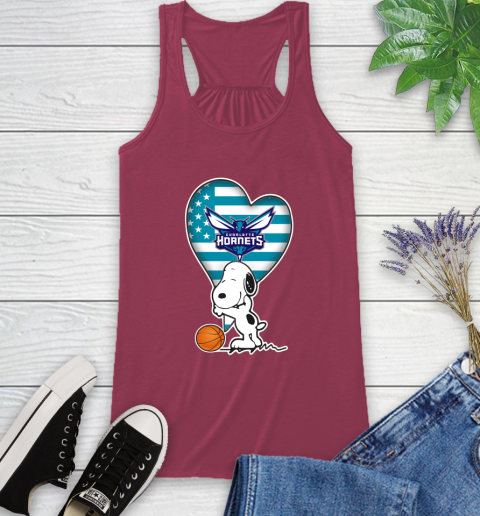 Charlotte Hornets NBA Basketball The Peanuts Movie Adorable Snoopy Racerback Tank 8