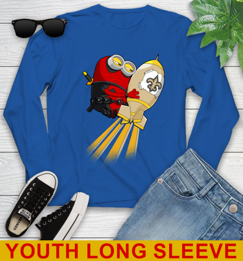 NFL Football New Orleans Saints Deadpool Minion Marvel Shirt Youth Long Sleeve 10