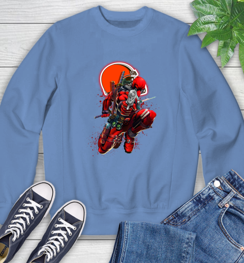 NFL Deadpool Marvel Comics Sports Football Cleveland Browns Sweatshirt 11