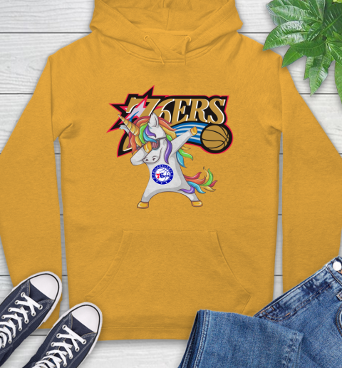 Philadelphia 76ers NBA Basketball Funny Unicorn Dabbing Sports Hoodie 3