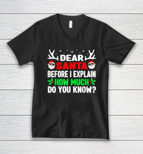 Funny Christmas Shirts Kids Adults Dear Santa I Can Explain V-Neck T-Shirt