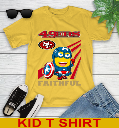 NFL Football San Francisco 49ers Captain America Marvel Avengers Minion Faithful Shirt Youth T-Shirt 9