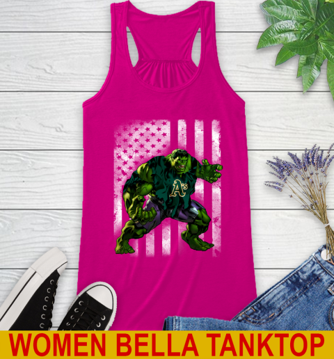 Oakland Athletics Hulk Marvel Avengers MLB Baseball American Flag Racerback Tank - Image 7