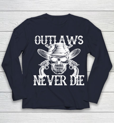 Outlaws Never Die shirt skull biker Youth Long Sleeve 2