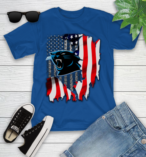 Carolina Panthers NFL Football American Flag Youth T-Shirt 12