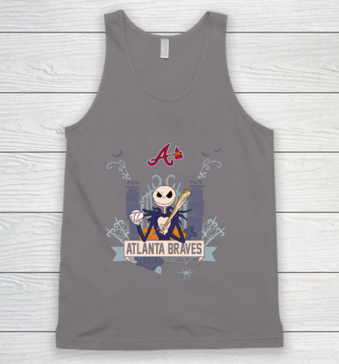 MLB Atlanta Braves Baseball Jack Skellington Halloween Tank Top 6