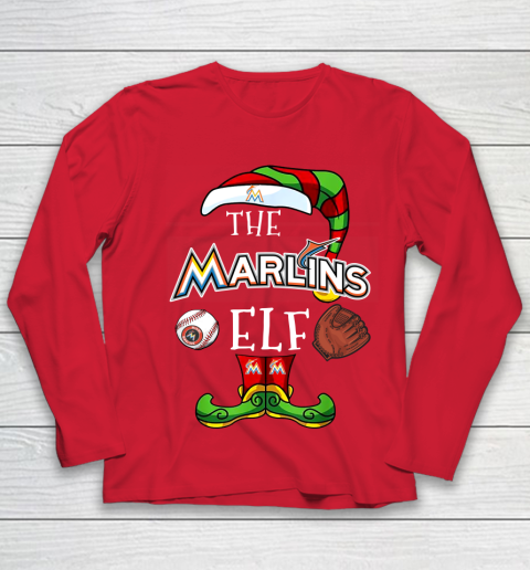 Miami Marlins Christmas ELF Funny MLB Youth Long Sleeve 8