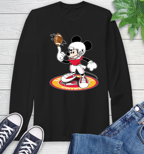 NFL Football Kansas City Chiefs Cheerful Mickey Disney Shirt Long Sleeve T-Shirt