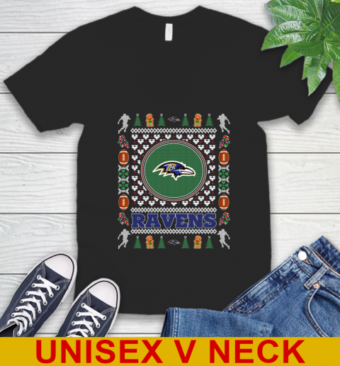 Baltimore Ravens Merry Christmas NFL Football Loyal Fan V-Neck T-Shirt