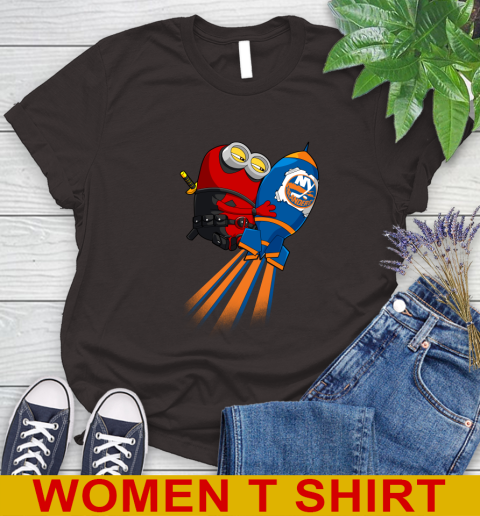 NHL Hockey New York Islanders Deadpool Minion Marvel Shirt Women's T-Shirt 9