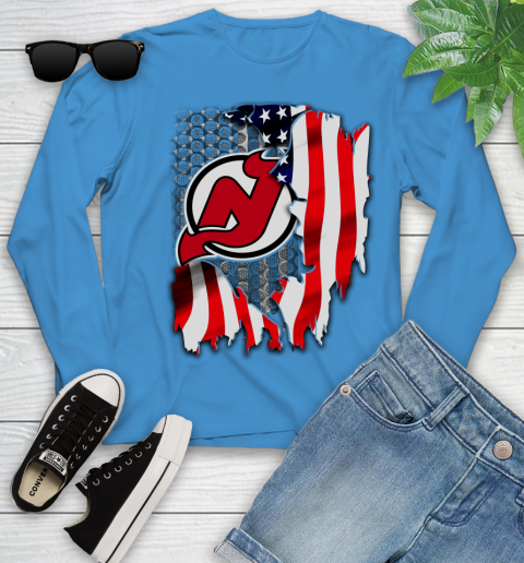 New Jersey Devils NHL Hockey American Flag Youth Long Sleeve 8